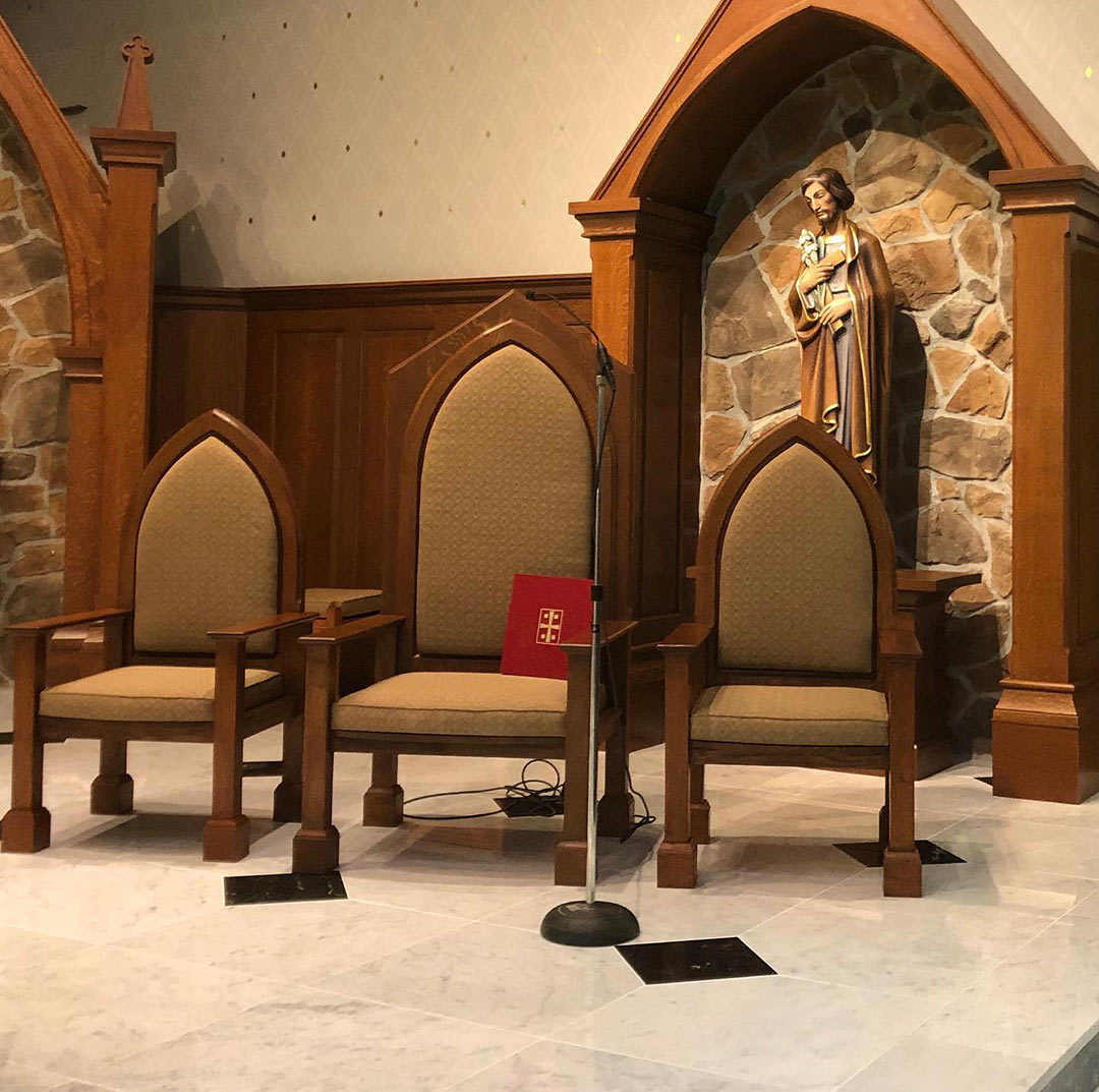 Blackburn Furniture celebrant chairs altar st maximillian
